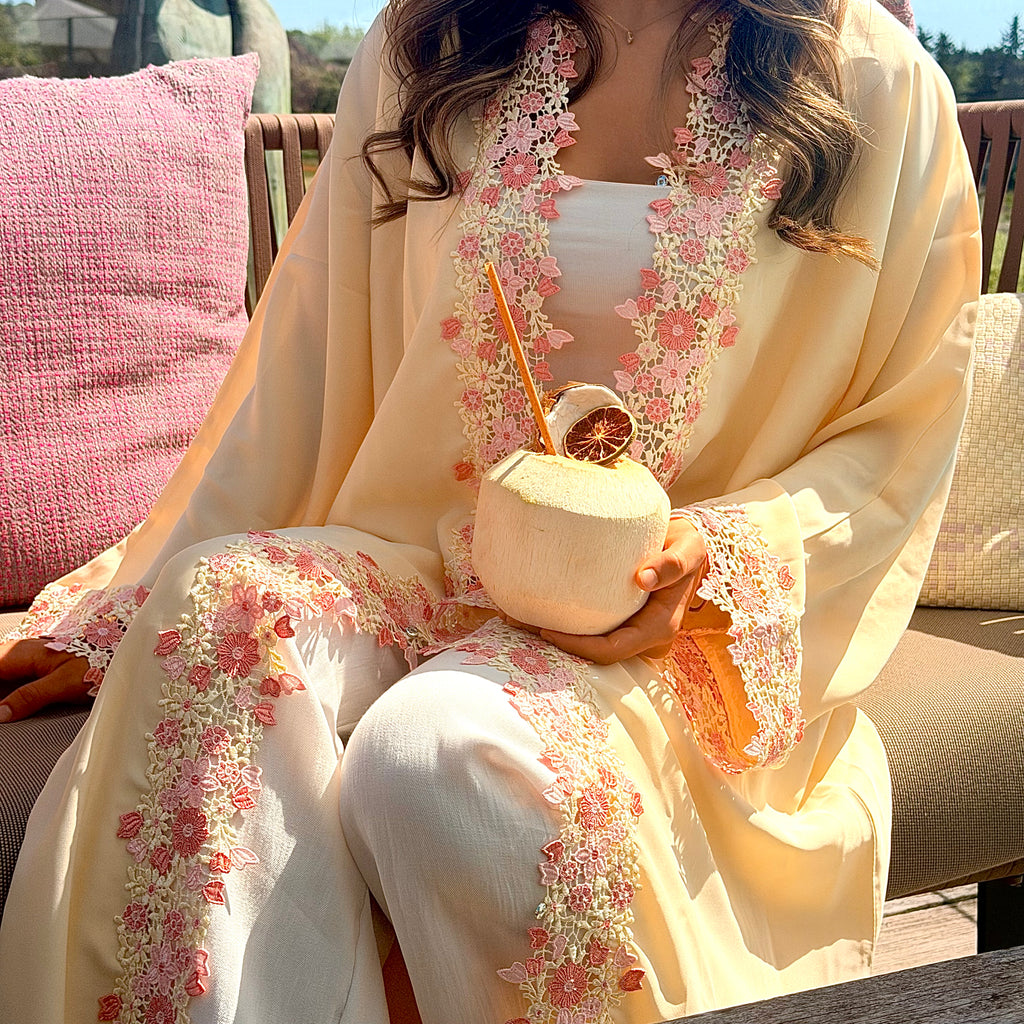 Kimono - Butter Yellow Floral